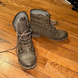 Combat leopard print boots